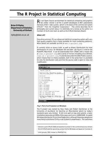 The R Project in Statistical Computing - Maths, Stats & OR Network