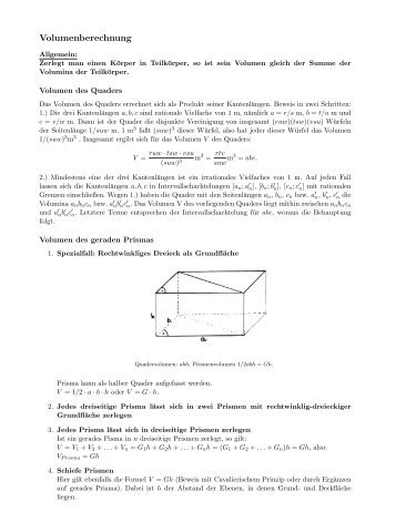 Volumenberechnung