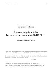 Lineare Algebra 2 für Lehramtsstudierende (GS/HS/RS)