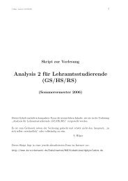 Analysis 2 für Lehramtsstudierende (GS/HS/RS)
