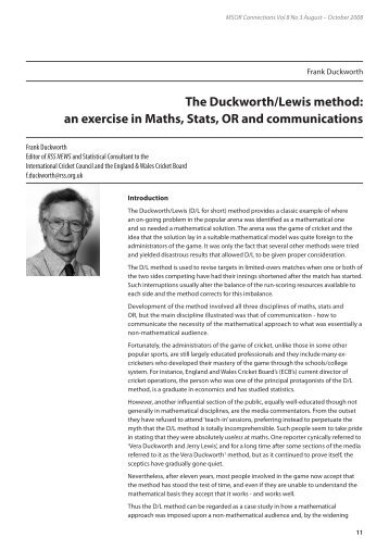 The Duckworth/Lewis method - Maths, Stats & OR Network