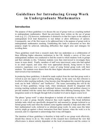 Guidelines for Introducing Group Work in Undergraduate Mathematics