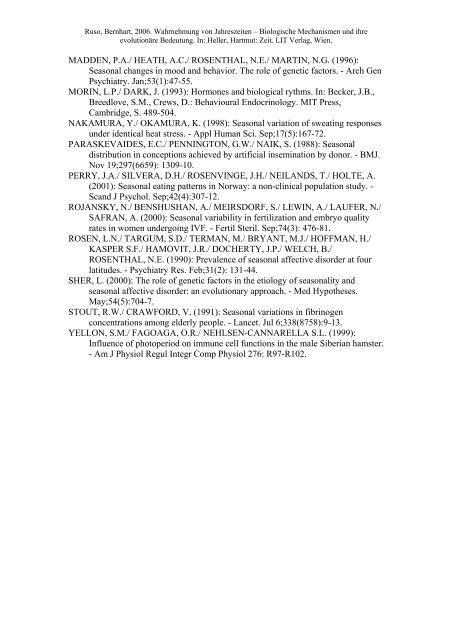 Wahrnehmung von Jahreszeiten – Biologische Mechanismen und ...