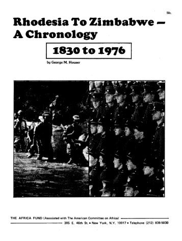 Rhodesia To Zimbabwe A Chronology - KORA