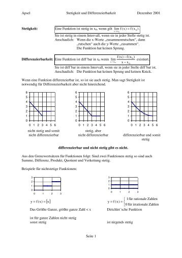Apsel Stetigkeit und Differenzierbarkeit Dezember ... - Matthias Apsel