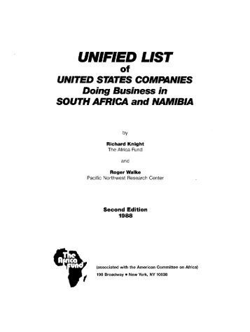 UNIFIED LIST of UNITED STATES COMPANIES Doing ... - KORA