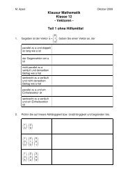 Klausur Mathematik Klasse 12 - Vektoren - Teil 1 ... - Matthias Apsel