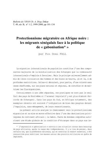 Protectionnisme migratoire en Afrique noire : les migrants ... - Matrix