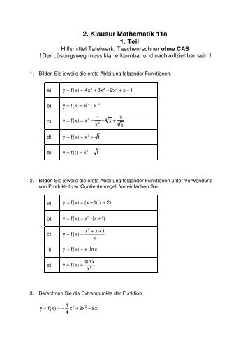 Klausur Ableitungen und Kurvendiskussion ... - Matthias Apsel