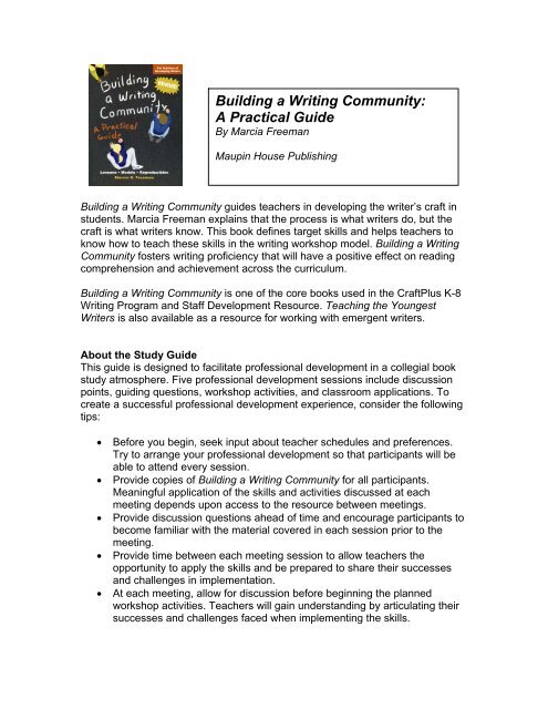 Building a Writing Community Teacher Study Guide - Maupin House ...