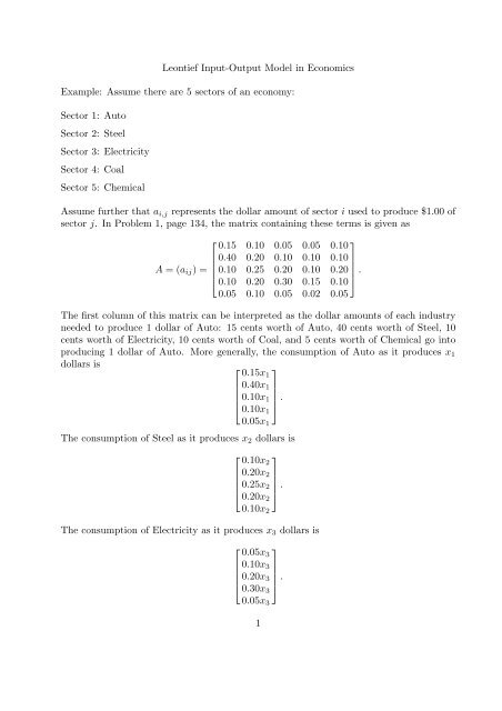 Leontief Input Output Model In Economics Example Mavdisk Leontief Input Output Model In Economics Example Mavdisk