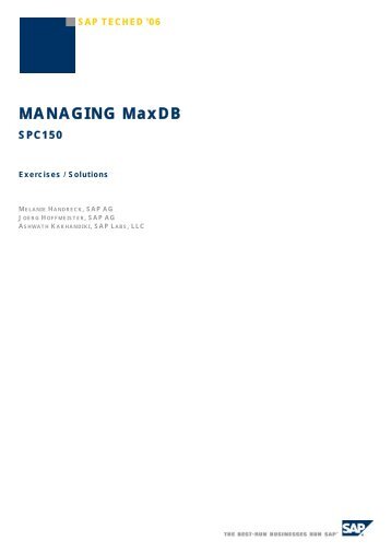 MANAGING MaxDB - SAP MaxDB