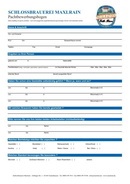 SCHLOSSBRAUEREI MAXLRAIN