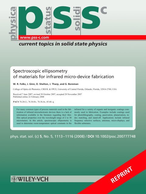 Spectroscopic ellipsometry of materials for infrared micro ... - Physics