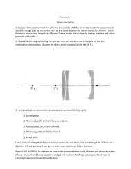 Homework 5 Waves and Optics 1. Design a little dentist mirror to be ...