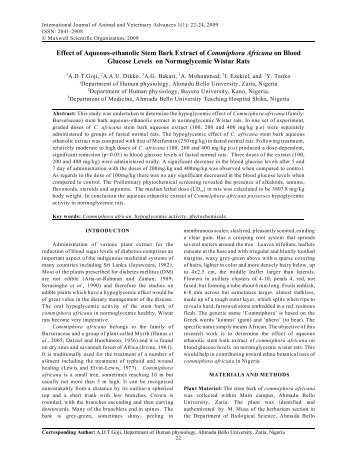 Effect of Aqueous-ethanolic Stem Bark Extract of ... - Maxwell Science