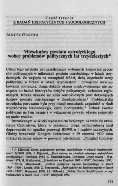 Mieszkańcy powiatu ostrołęckiego wobec problemów politycznych