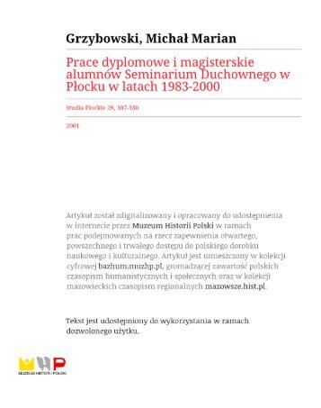 prace dyplomowe i magisterskie alumnów seminarium duchownego ...