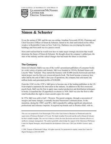 Simon & Schuster - Mba Tuck Dartmouth - Dartmouth College