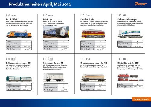 Roco Neuheiten-Info April/Mai 2012