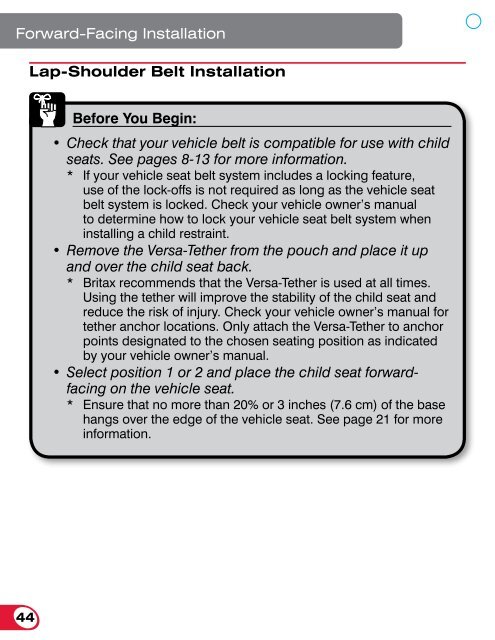 Britax Marathon 70 Instruction Manual