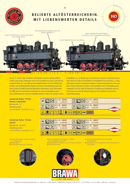 Brawa ÖBB Talent und Dampflok Reihe 178