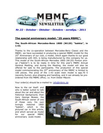 MBMC Newsletter Nr 22 - october 2011