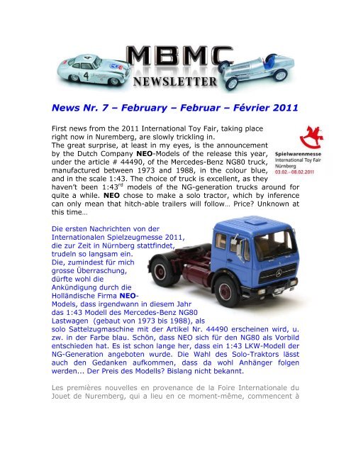 News Nr_7 - February 2011 - Mercedes Benz Modellauto Club