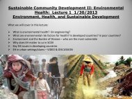 Sustainable Community Development II: Environmental Health ...