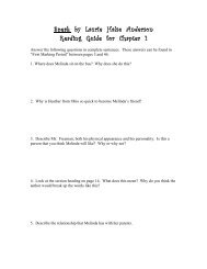 Speak by Laurie Halse Anderson Reading Guide for Chapter 1