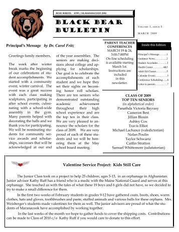 BLACK BEAR BULLETIN - Maranacook Community High School