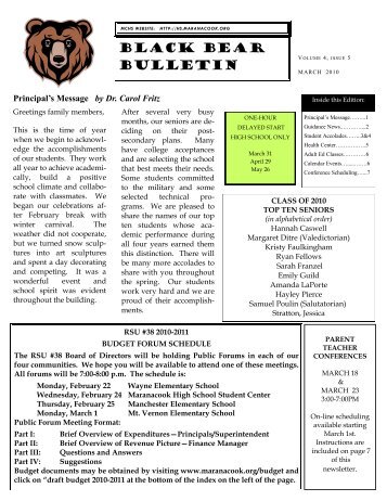 BLACK BEAR BULLETIN - Maranacook Community High School