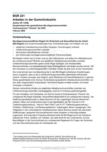 BGR 221 Arbeiten in der Gummiindustrie