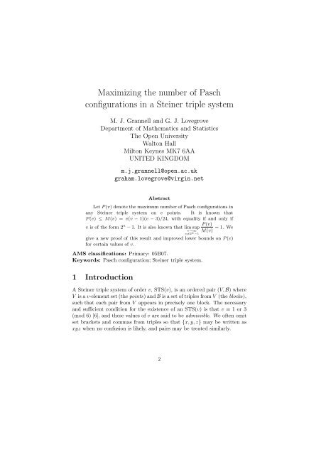 Maximizing the number of Pasch configurations in a Steiner triple ...