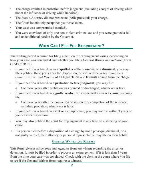 Expungement Brochure - Maryland Judiciary