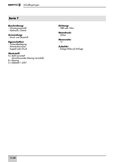 Schnellkupplungen Accouplements rapides ... - Maryland Metrics