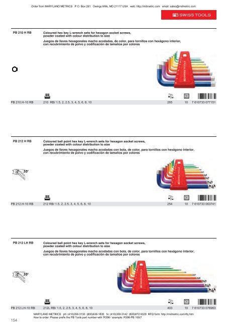 PB Swiss Tools are available from MARYLAND METRICS 2011