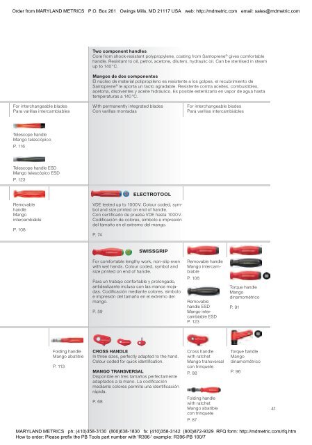 PB Swiss Tools are available from MARYLAND METRICS 2011