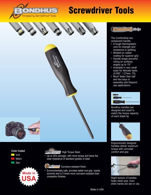 sizes 1.5-5mm Bondhus 16686 Set of 6 Balldriver Screwdrivers with BriteGuard Finish