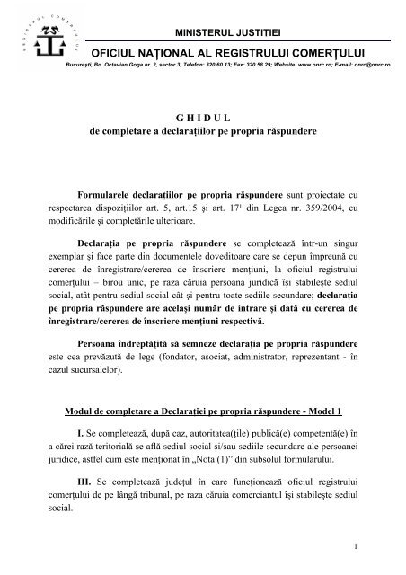 Ghidul de completare a declaraţiilor pe propria răspundere