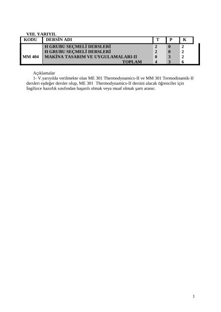 2012-2013 Yandal Eğitim Planı - Erciyes Üniversitesi | Makina ...