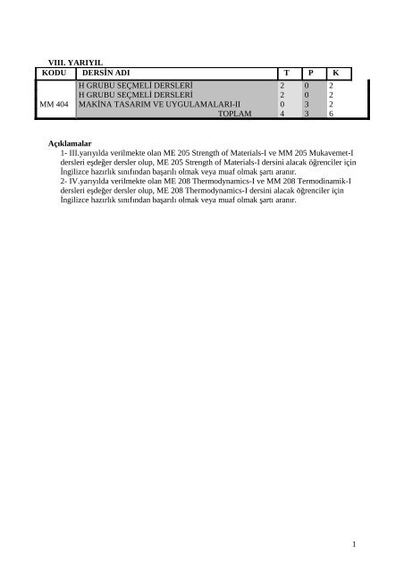 2012-2013 Yandal Eğitim Planı - Erciyes Üniversitesi | Makina ...