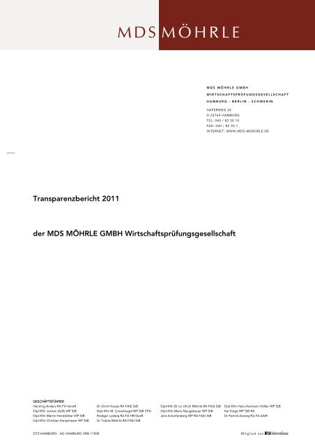 Transparenzbericht 2011 - MDS Möhrle & Partner