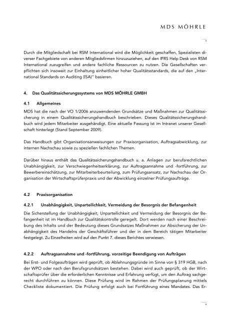 Transparenzbericht 2011 - MDS Möhrle & Partner