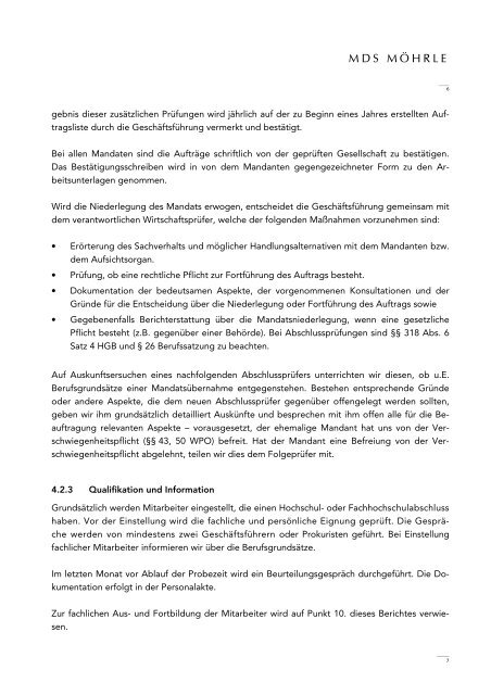 Transparenzbericht 2011 - MDS Möhrle & Partner