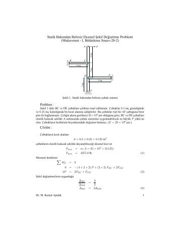 Statik Bakımdan Belirsiz Eksenel ¸Sekil De˘gistirme Problemi ...