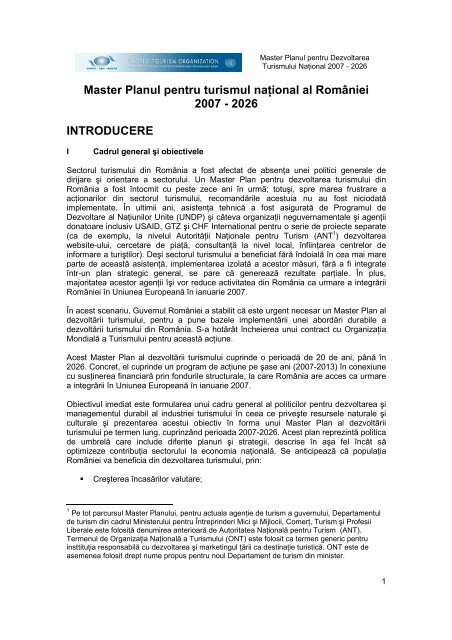 Master Planul Pentru Turismul Nanional Al Romaniei 2007 2026