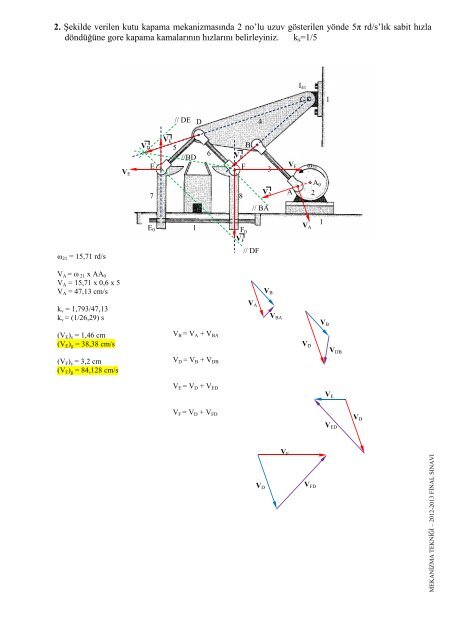 Mekanizma Tekniği 12-13 Final Çözümü - Erciyes Üniversitesi