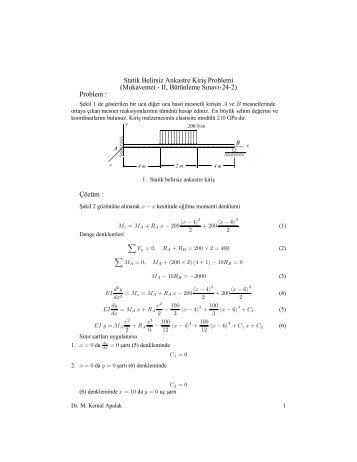 Statik Belirsiz Ankastre Kiris Problemi (Mukavemet - II, Bütünleme ...