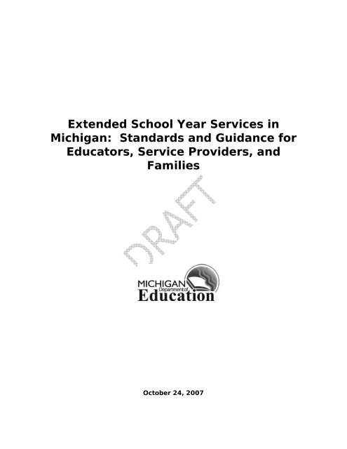 Extended School Year Services in Michigan - Michigan Education ...